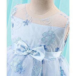 Babyhug Sleeveless Floral Embroidered Party Frock - Blue