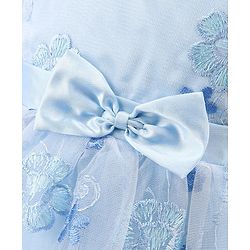 Babyhug Sleeveless Floral Embroidered Party Frock - Blue