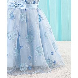 Babyhug Sleeveless Floral Embroidered Party Frock - Blue