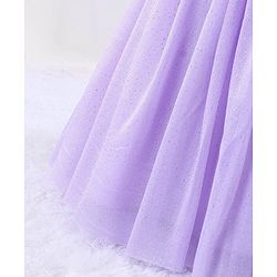 Babyhug Flutter Sleeves Shimmer Party Frock with Floral Corsage - Lavender