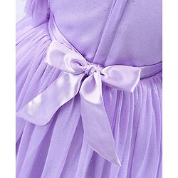 Babyhug Flutter Sleeves Shimmer Party Frock with Floral Corsage - Lavender