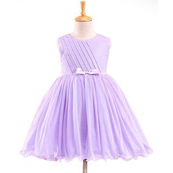 Babyhug Sleeveless Shimmery Party Wear Frock Glitter Print with Striped Textures- Lavender