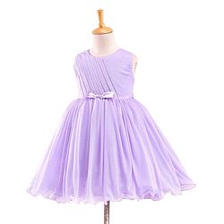 Babyhug Sleeveless Shimmery Party Wear Frock Glitter Print with Striped Textures- Lavender