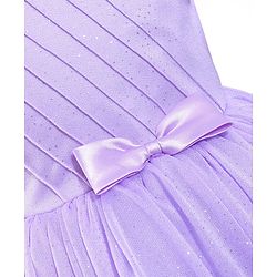 Babyhug Sleeveless Shimmery Party Wear Frock Glitter Print with Striped Textures- Lavender
