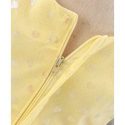 Babyhug Sleeveless Party Frock with Bow Applique Foil Heart Print - Light Yellow