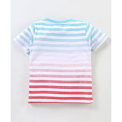Babyhug Cotton Half Sleeves T-Shirt Striped - White & Blue