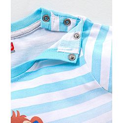 Babyhug Cotton Half Sleeves T-Shirt Striped - White & Blue