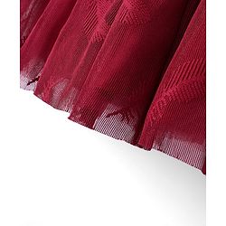 Babyhug Woven Sleeveless Party Frock with Bow Applique & Glitter Embellished - Cherry Red