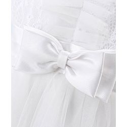 Babyhug Woven Sleeveless Party Frock with Floral Lace Detailing - White