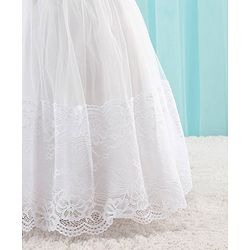Babyhug Woven Sleeveless Party Frock with Floral Lace Detailing - White