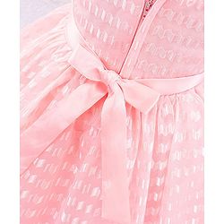 Babyhug Sleeveless Textured Party Frock with Floral Corsage - Peach