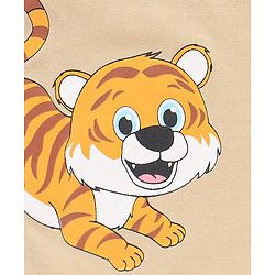 Babyhug Cotton Half Sleeves Tee With Lion & Tiger Print- Beige