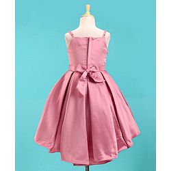Babyhug Sleeveless Satin Party Frock With Flower Corsage - Dusty Pink