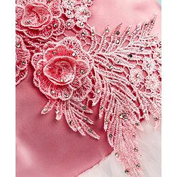 Babyhug Sleeveless Party Frock with Floral Embroidery & Corsage - Dusty Pink & White