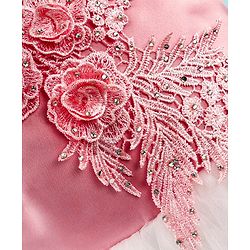 Babyhug Sleeveless Party Frock with Floral Embroidery & Corsage - Dusty Pink & White