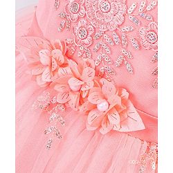 Babyhug Sleeveless Embroidered Party Frock -  Peach