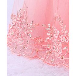 Babyhug Sleeveless Embroidered Party Frock -  Peach