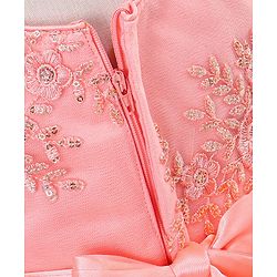 Babyhug Sleeveless Embroidered Party Frock -  Peach