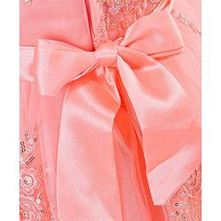 Babyhug Sleeveless Embroidered Party Frock -  Peach