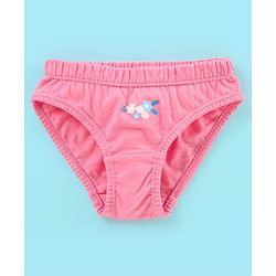 Babyhug 100% Cotton Panties Stripes & Floral Print Pack of 3- Pink & Red