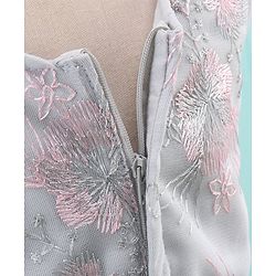 Babyhug Woven Sleeveless Party Frock with Ribbon Detailing & Floral Embroidery - Grey