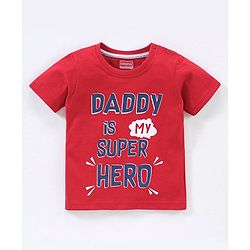 Babyhug Cotton Half Sleeves T-Shirt Text Printed - Red