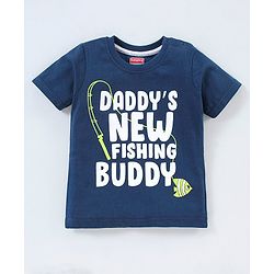 Babyhug Cotton Half Sleeves T-Shirt Text Pint- Blue