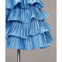Babyhug Sleeveless Tiered Party Dress with Floral Corsage - Frozen Blue