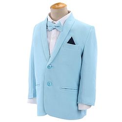 Babyhug Full Sleeves Classic Stretch Fit Party Suit Bow - Blue & White