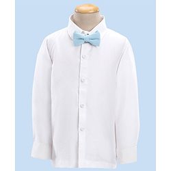 Babyhug Full Sleeves Classic Stretch Fit Party Suit Bow - Blue & White