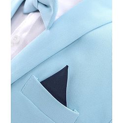 Babyhug Full Sleeves Classic Stretch Fit Party Suit Bow - Blue & White