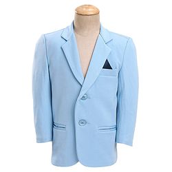 Babyhug Woven Full Sleeves Solid Stretch Fit Party Suit with Bow Tie - Sky Blue