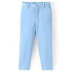 Babyhug Woven Full Sleeves Solid Stretch Fit Party Suit with Bow Tie - Sky Blue