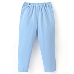 Babyhug Woven Full Sleeves Solid Stretch Fit Party Suit with Bow Tie - Sky Blue