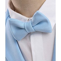 Babyhug Woven Full Sleeves Solid Stretch Fit Party Suit with Bow Tie - Sky Blue