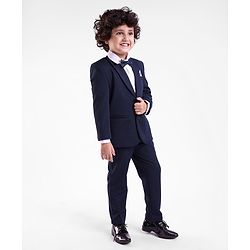 Babyhug Full Sleeves Stretch Fit Solid Color Party Suit - Blue