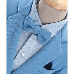 Babyhug Full Sleeves Solid Party Suit With Bow- Powder Blue