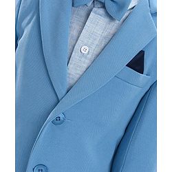 Babyhug Full Sleeves Solid Party Suit With Bow- Powder Blue