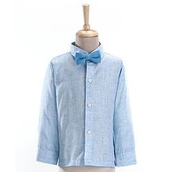 Babyhug Full Sleeves Solid Party Suit With Bow- Powder Blue