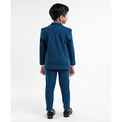 Babyhug Full Sleeves Stretch Fit Party Suit with Bow - Teal Blue