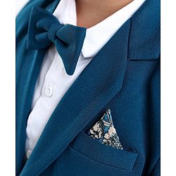 Babyhug Full Sleeves Stretch Fit Party Suit with Bow - Teal Blue