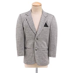 Babyhug Full Sleeves Four Way Stretch Fit Textured Party Suit With Blazer & Tie- Grey