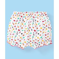 Babyhug 100% Cotton Floral Print Bloomers Pack of 3 - Pink Blue & White