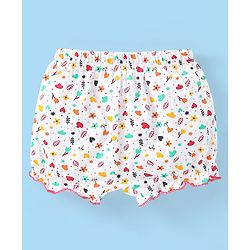 Babyhug 100% Cotton Floral Print Bloomers Pack of 3 - Pink Blue & White
