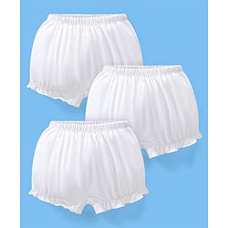 Babyhug 100% Cotton Solid Colour Bloomers Pack of 3 - White