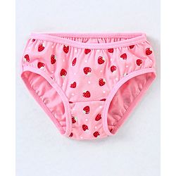 Babyhug 100% Cotton Panties Strawberry Print Pack of 3- Green & Pink