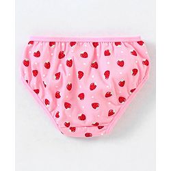 Babyhug 100% Cotton Panties Strawberry Print Pack of 3- Green & Pink