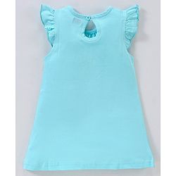 Babyhug Short Cap Sleeves Nighty Text Print - Blue