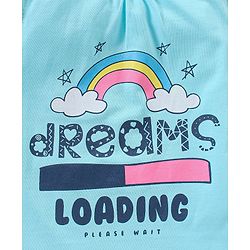 Babyhug Short Cap Sleeves Nighty Text Print - Blue