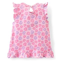 Babyhug Cotton Knit Sleeveless Nighty With Shells Print - Pink